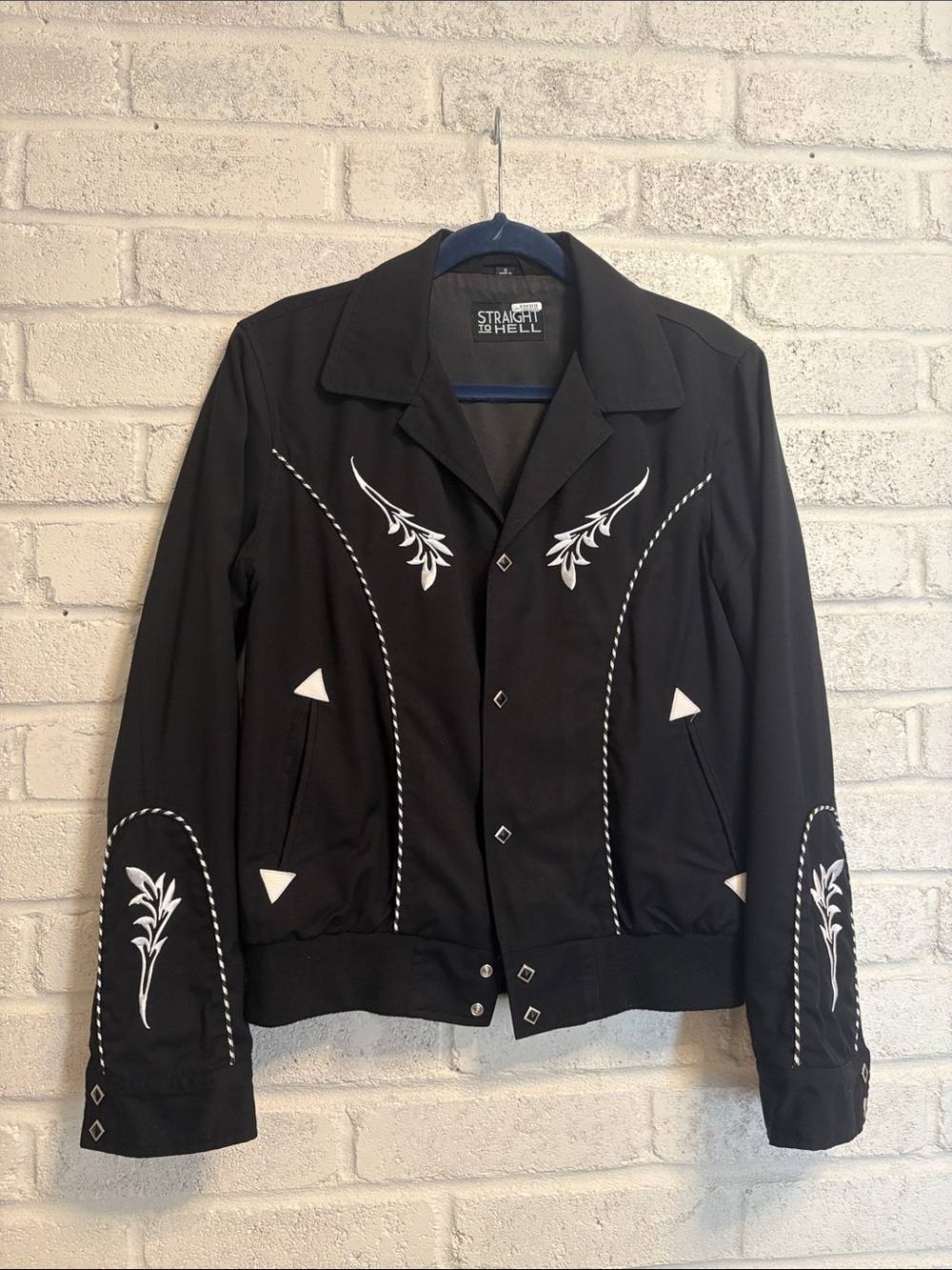 Straight to Hell - LEONE – BLACK EMBROIDERED GABARDINE JACKET - Size Small